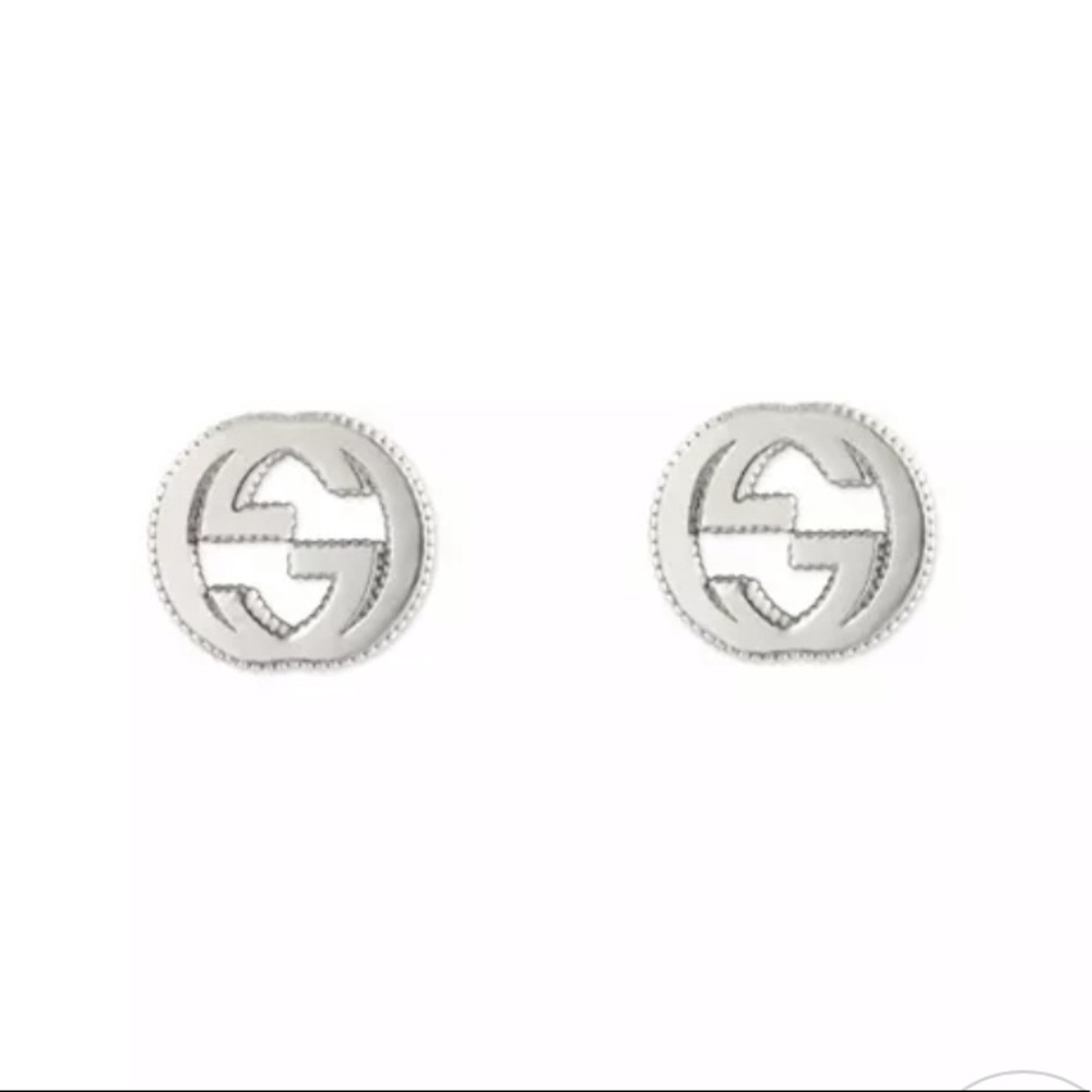 Gucci Sterling Silver Interlocking G Stud Earrings